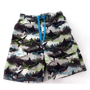 Boy's Jumping Beans Shark Print Swim Trunks Med 5/6 preowned